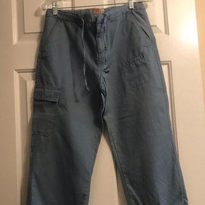 Route 66 blue low rise capris w/tie bottom, 3/4